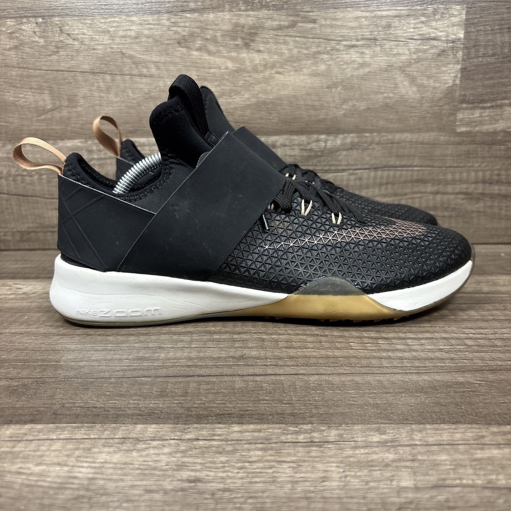 Nike Air Zoom Strong Black Gold Womens US Size 8 EUR 39 843975-003 Running Shoes